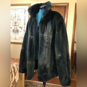 Men real rabbit fur bomber coat Size Xl